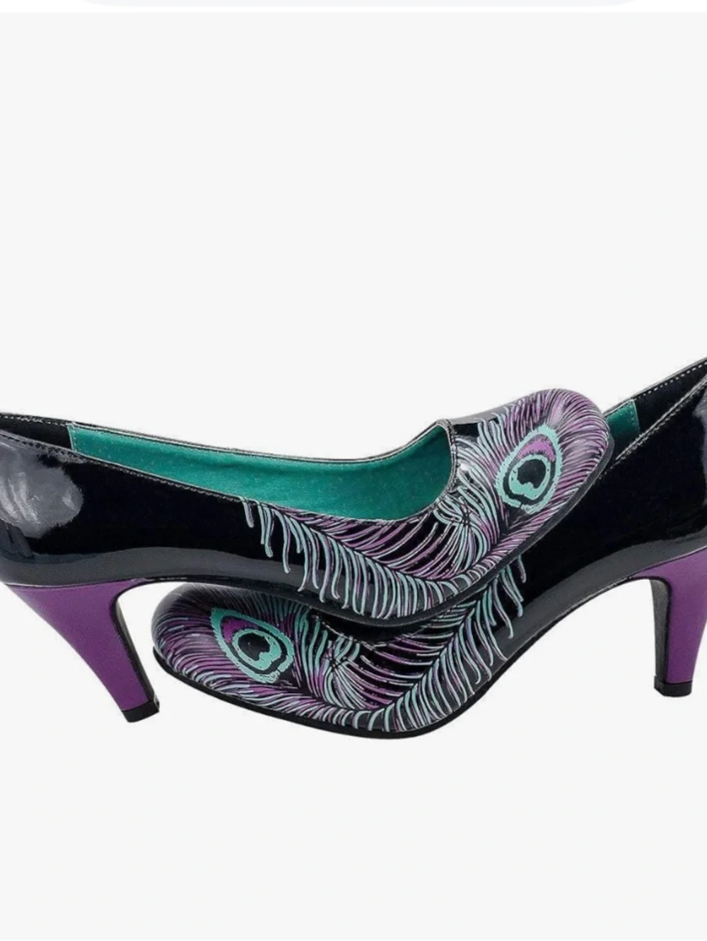 T.U.K. Peacock Heels Black Purple Sz 7 Rockabilly Pinup NIB - Picture 6 of 11